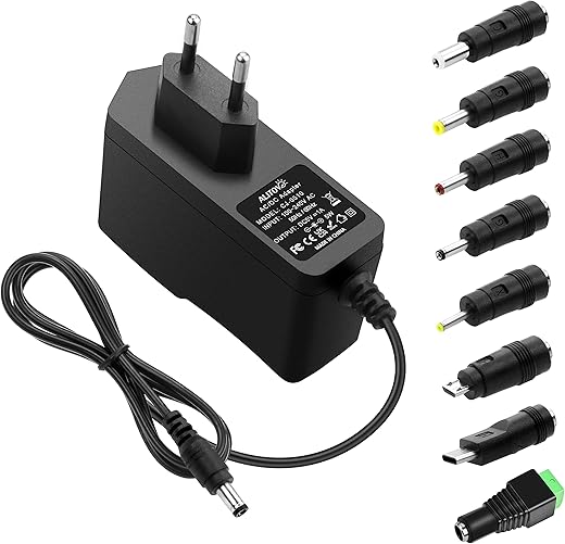 ALITOVE 12V 2A Universal Netzadapter mit 10 Spitzen für LED & CCTV