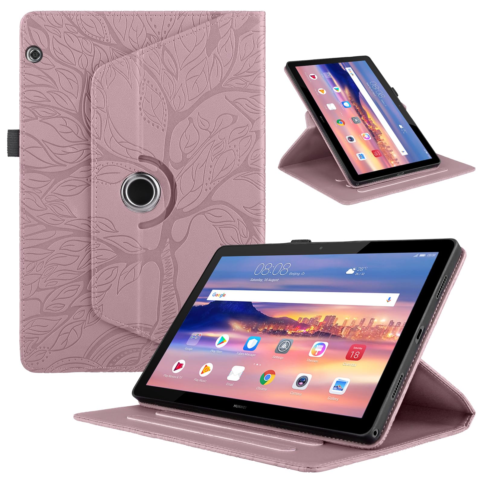 Funda para Samsung Galaxy Tab S9/ S8/ S7 11" (SM-X710/X700/T870) PU Cuero Tablets Protectora Cover 360°Carcasa Giratoria de ángulo Múltiple Stand Función Tablets Funda,Rojo Árboles — view 139
