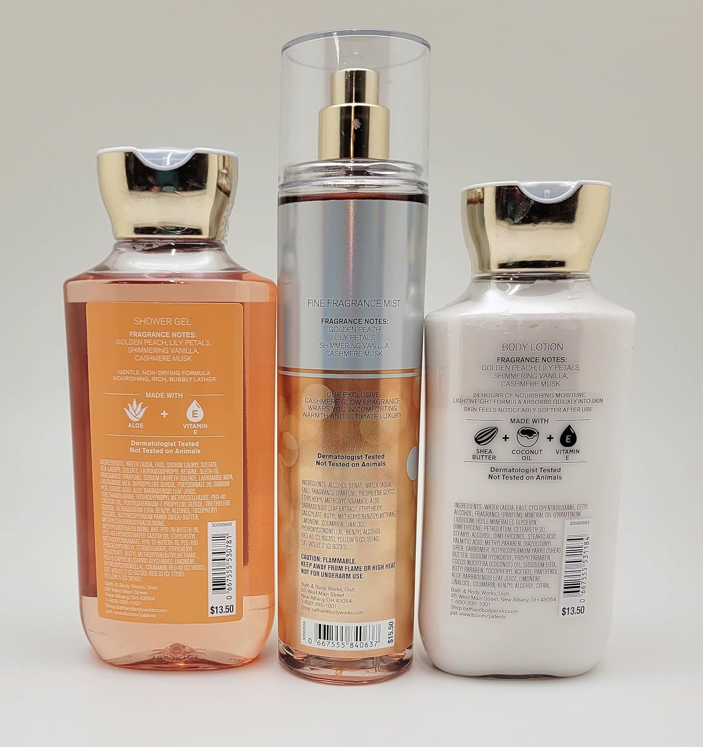 Bath & Body Works - Cashmere Glow - 3 pc Bundle - Trio - Shower Gel, Fine Fragrance Mist and Body Lotion