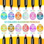 Yangmei De retour à l'école des fournitures pour enfants, 12 Crayons couleur arc-en-ciel, Cadeaux fille adolescente, Crayon Crayonne Arts et artisanat, Cadeau fille 8-12 ans, Stouffres de bas pour enfant, fournitures d'art pour enfants 9-12