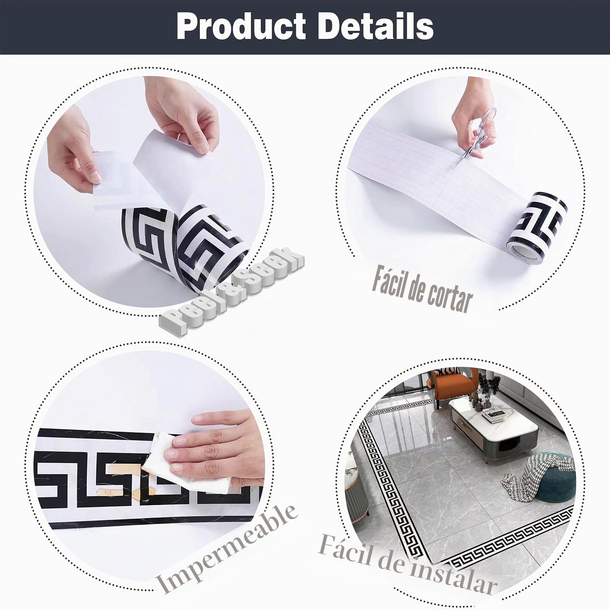 Cenefas Adhesivas para Cocina Baño Decorativas Wanzi Azul A 12cm X 1000cm Fácil Aplicación Resistente Agua