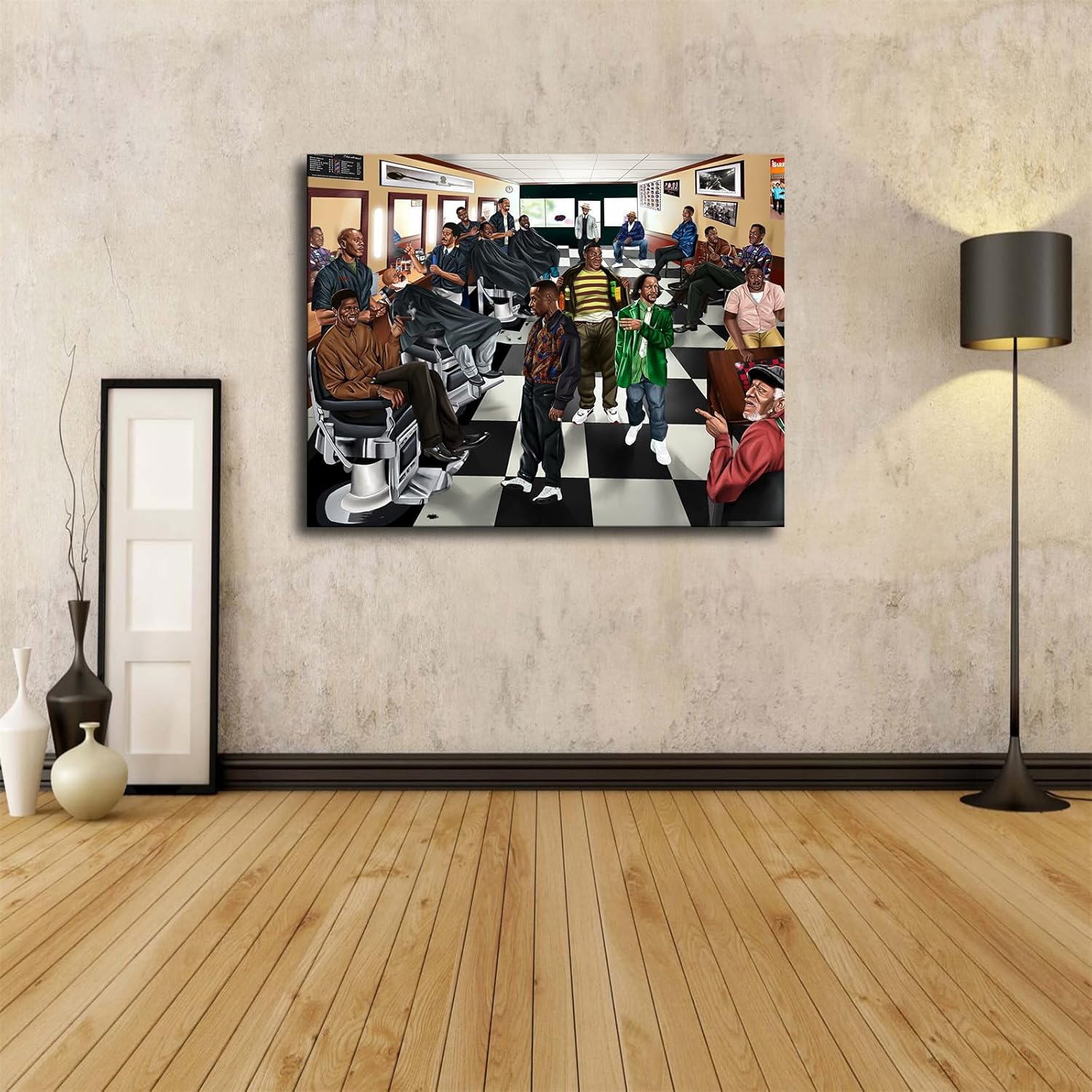 The Most Iconic Black Male Comedians Just Hanging Out in The Barbershop Poster Modern Aesthetic Picture Wall Art Home Office Decoration Painting Holiday Gift (24×36inch-Framed)