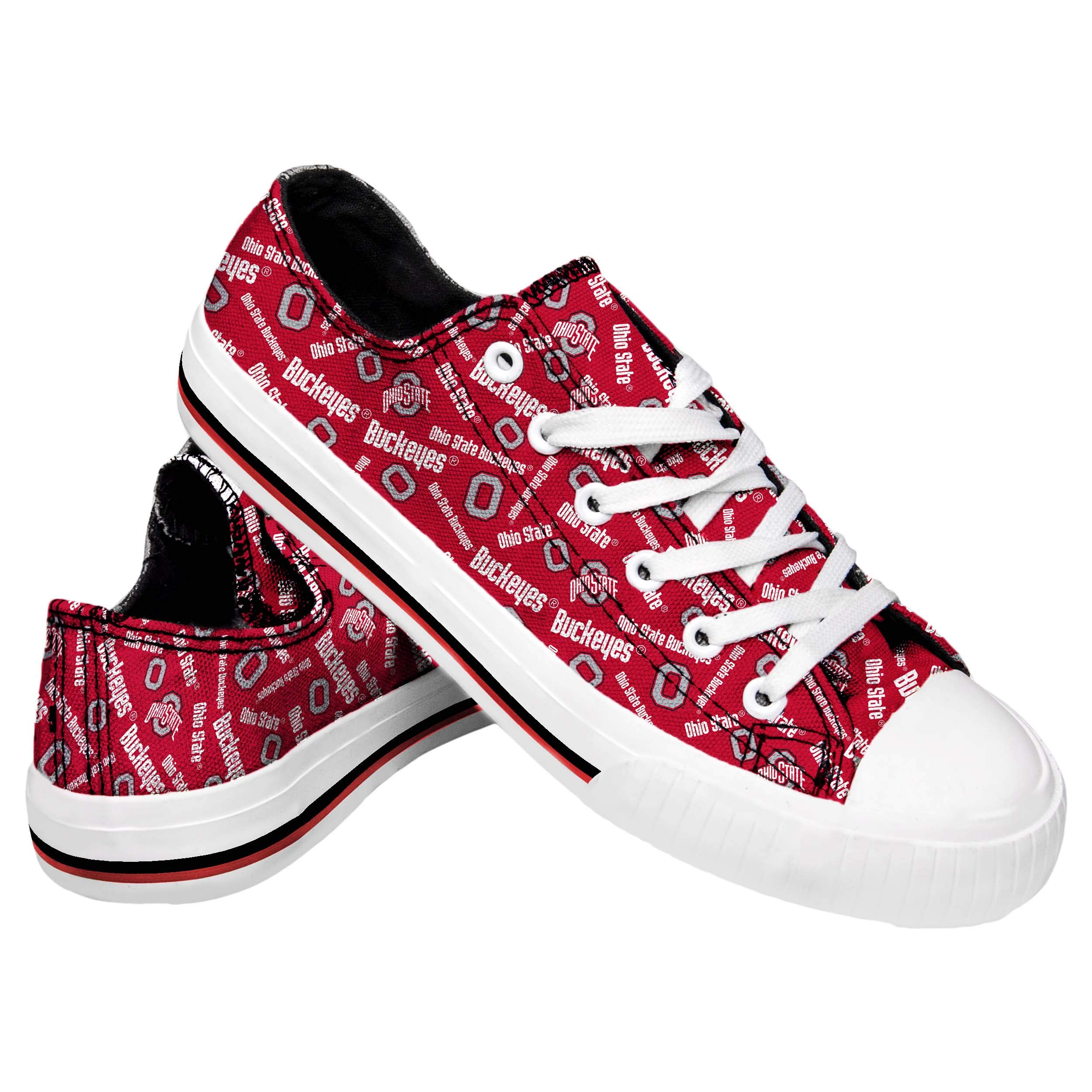 FOCO Ohio State Buckeyes NCAA Womens Low Top Repeat Print Canvas Shoes - 7