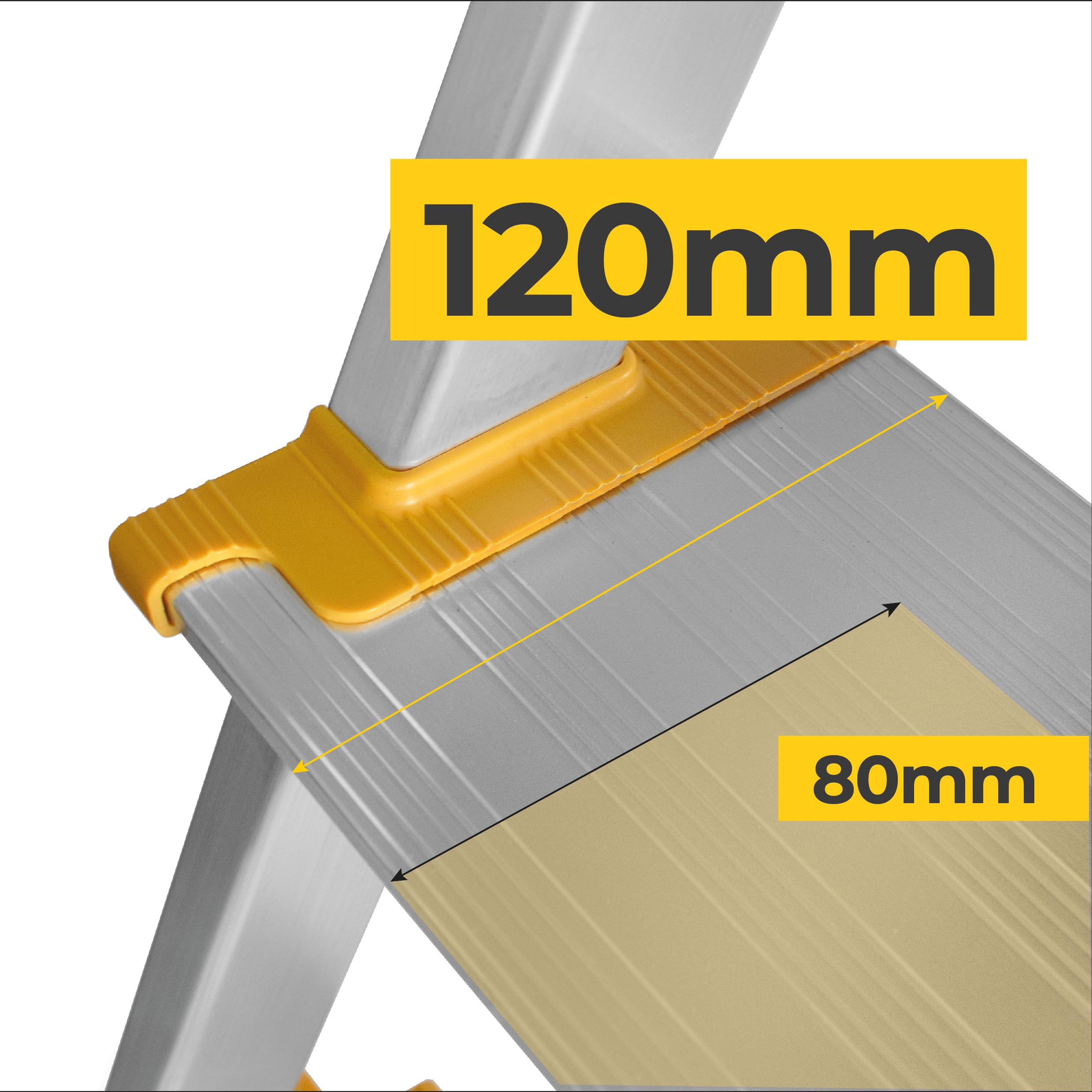 DRABEST Escabeau 7 Marches Pliable - Échelle en Aluminium - Escabeau Pliant avec Porte-Outils et Marches Extra Larges 120 mm avec Surface Antidérapante - Capacité de Charge 150 kg