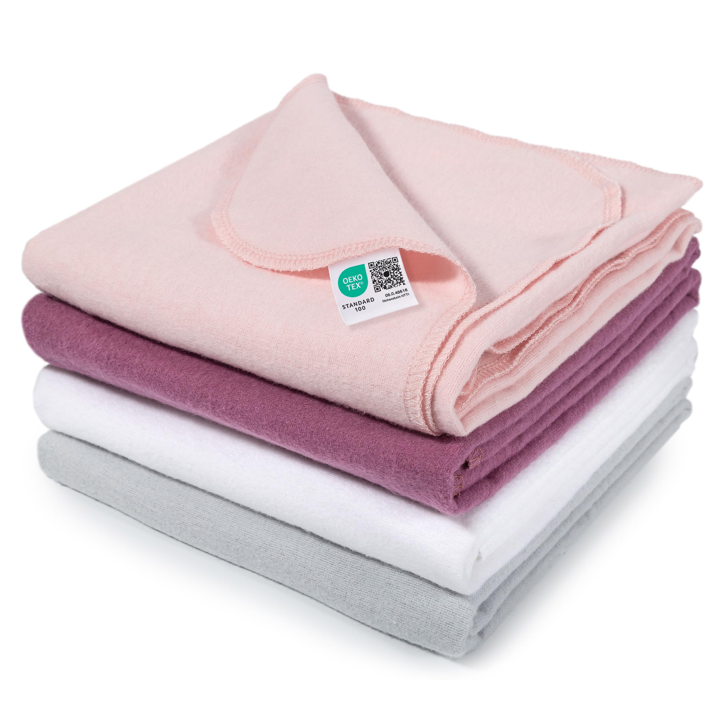 MAKIAN Moltontücher Set, 4X Stoffwindeln 80x80 cm - 4 Stück Baby Spucktücher/weiche, saugfähige Flanellwindeln aus 100% Baumwolle, Oeko-TEX® Standard 100 geprüft (Puder Rosa)