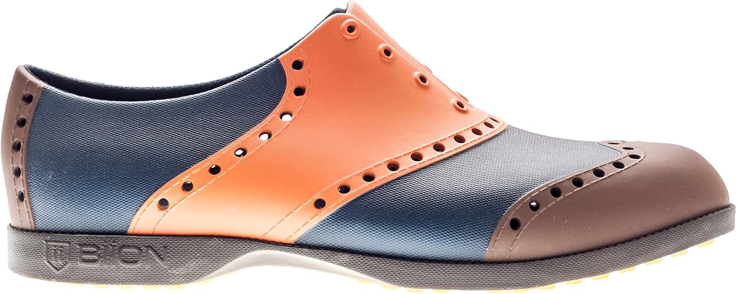 Biion Wingtip Unisex Golf Shoes Orange/Brown/Navy Men's (4(W6