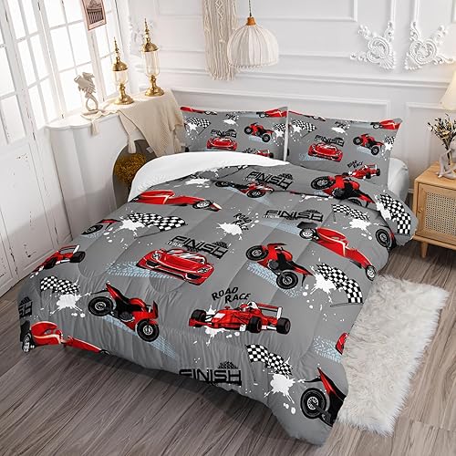 Vista 358 de Axolotl Kid Comforter Set Twin Size,Racing Car Bedding Set for Boys Girls Teen Kids Children Racing Gifts,Race Cars Quilt Bed Set with 1 Comforter 2