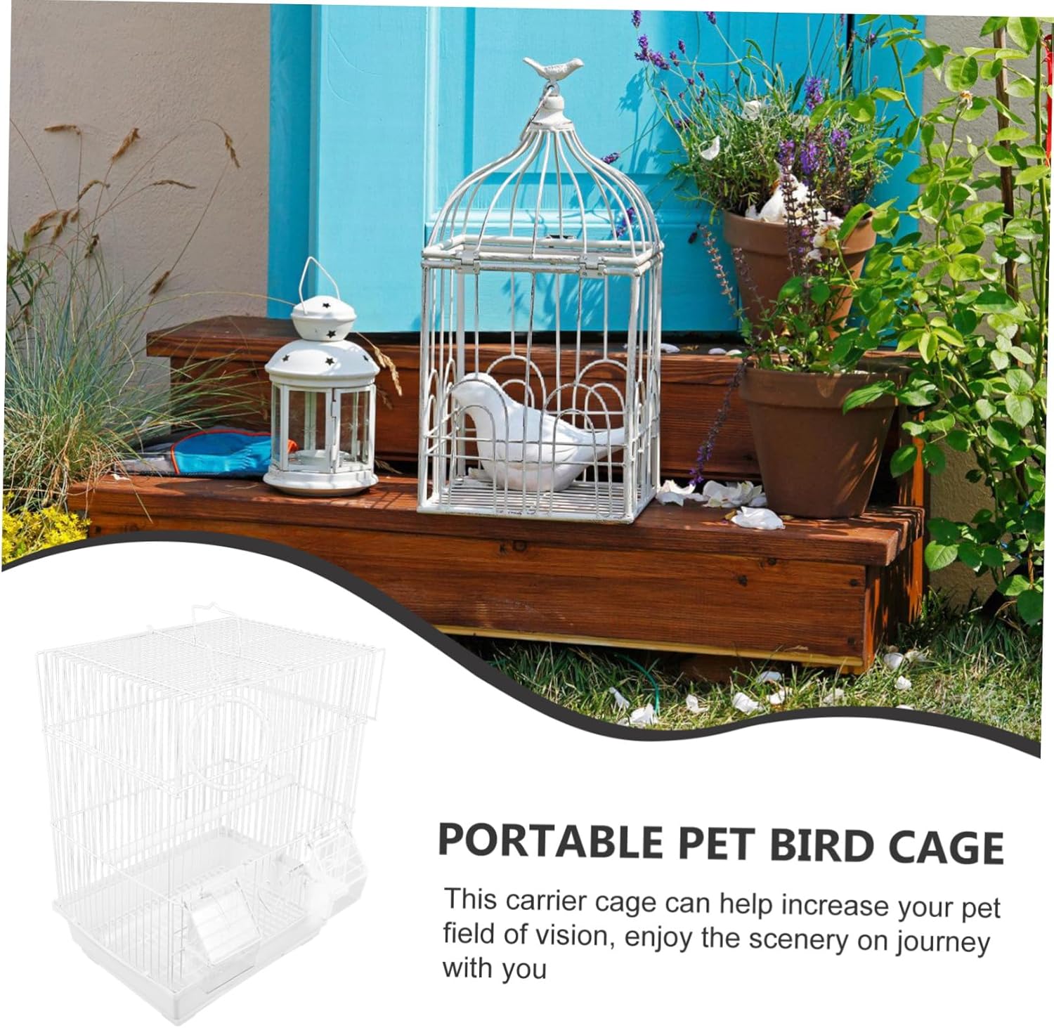 SUPVOX 1set Portable Metal Bird Carrier Cage for Parrots Wire Design for Finches and Jade Birds Stylish Home Decor Birdcage for Convenient Travel