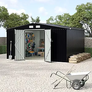 8x10FT Outdoor Metal Storage Sheds, Metal Garden Sheds & Outdoor Storage, MetalTool Shed with Lockable Door & Air Vents for Backyard Garden Patio Lawn