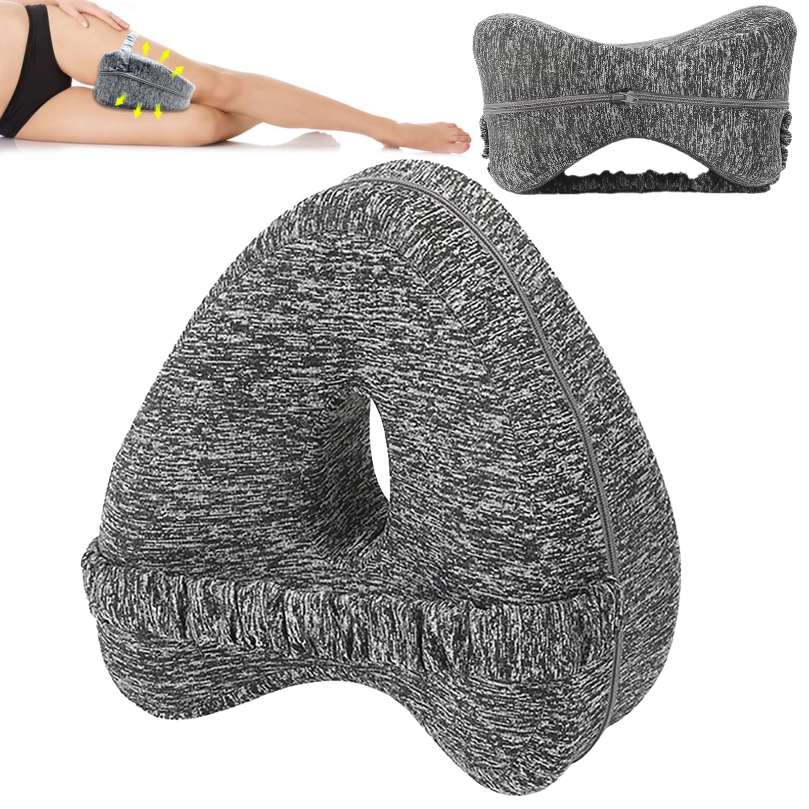 TIVUNORON Almohada para Pierna Ortopédica, Almohada de Rodilla para Dormir de Lado, Cojín de Rodilla, Almohada Ergonómica, Alivia Dolor de Espalda, Cadera y Lumbar, Reducir el Estrés de Embarazadas
