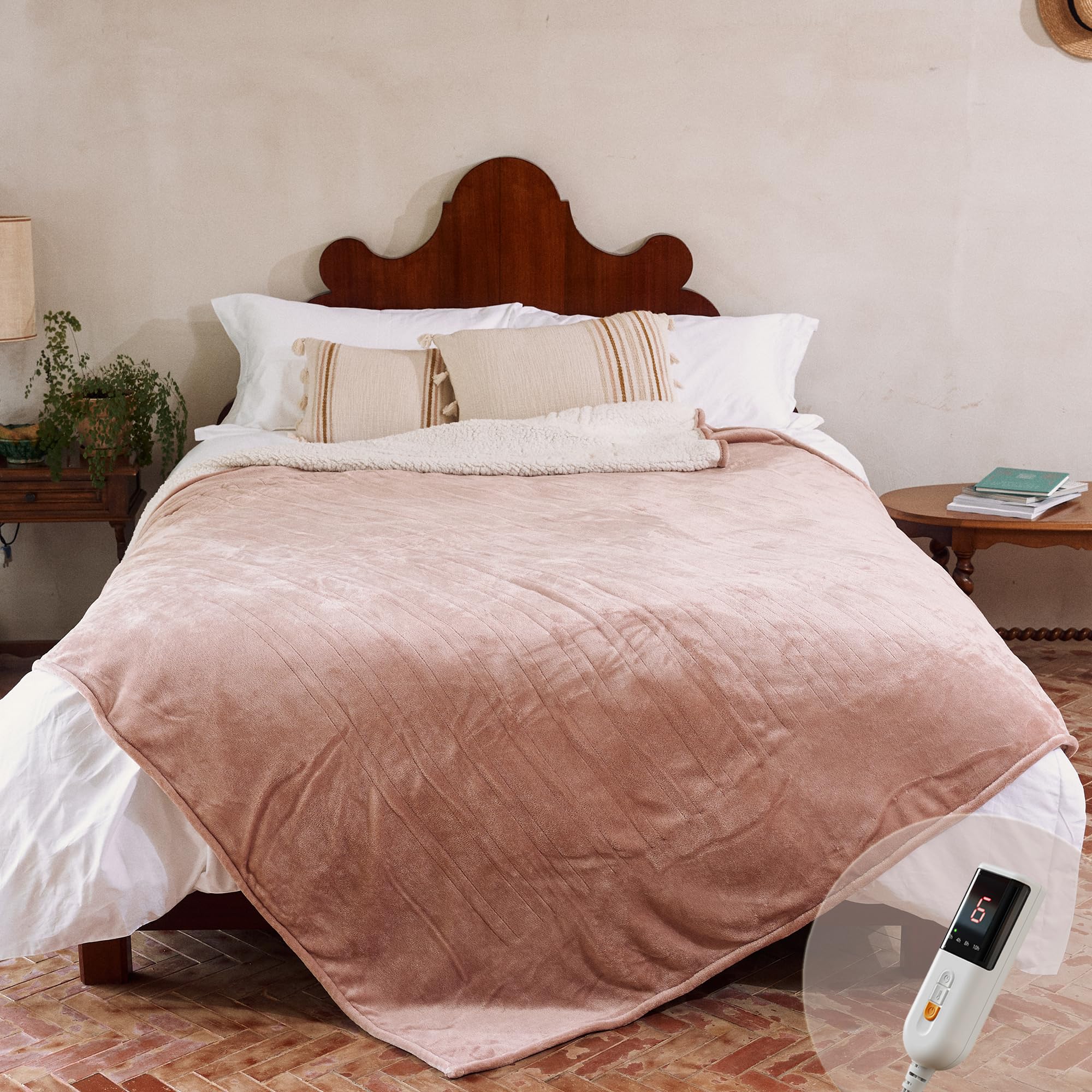 GOTCOZY Heated Blanket Full Size - Electric Blanket with 6 Heating Levels & 10 Hour Auto Off, ETL Certified (72X84 Inch Rose Dust)