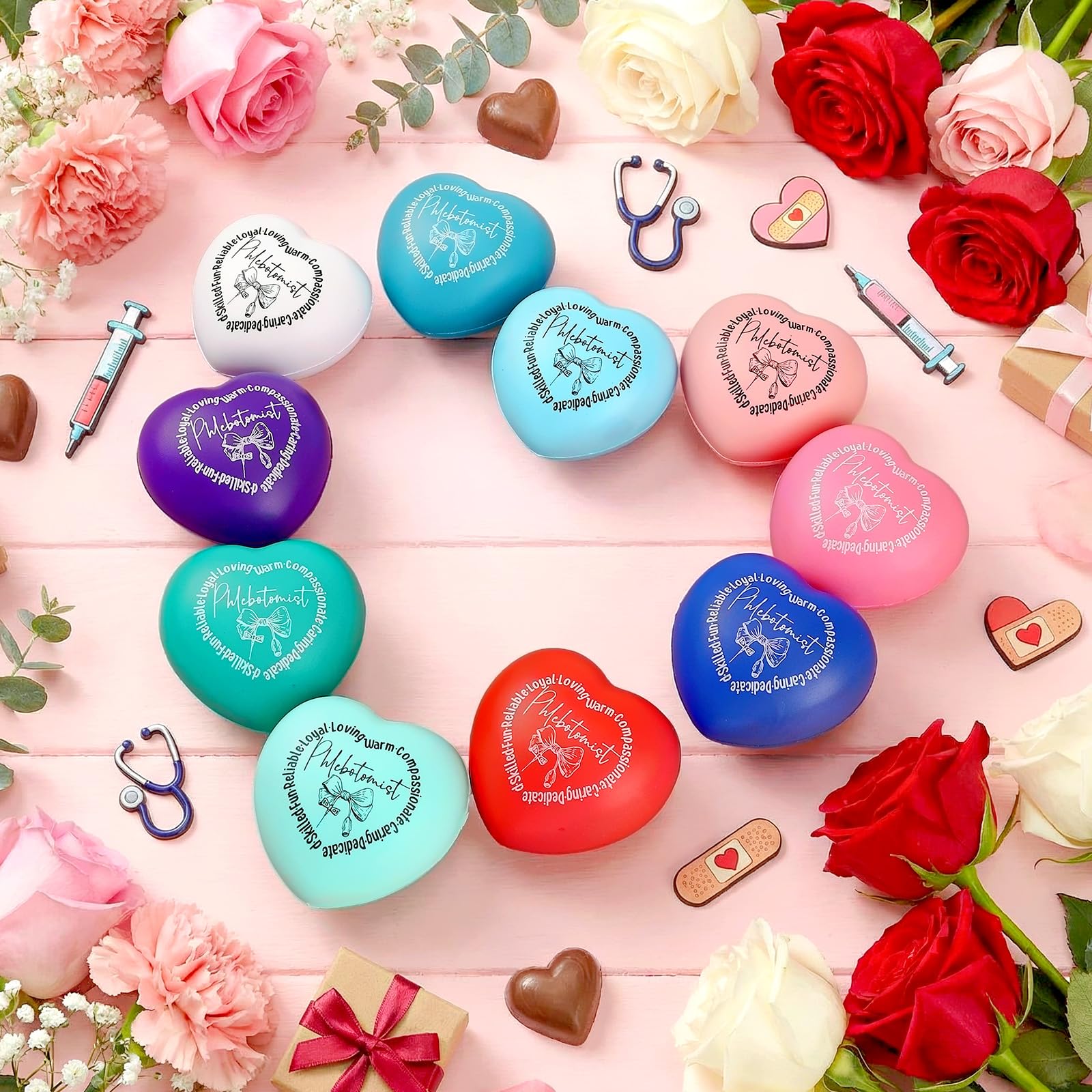 Arrowbash 10 Pcs Phlebotomist Heart Stress Balls Bulk Phlebotomy