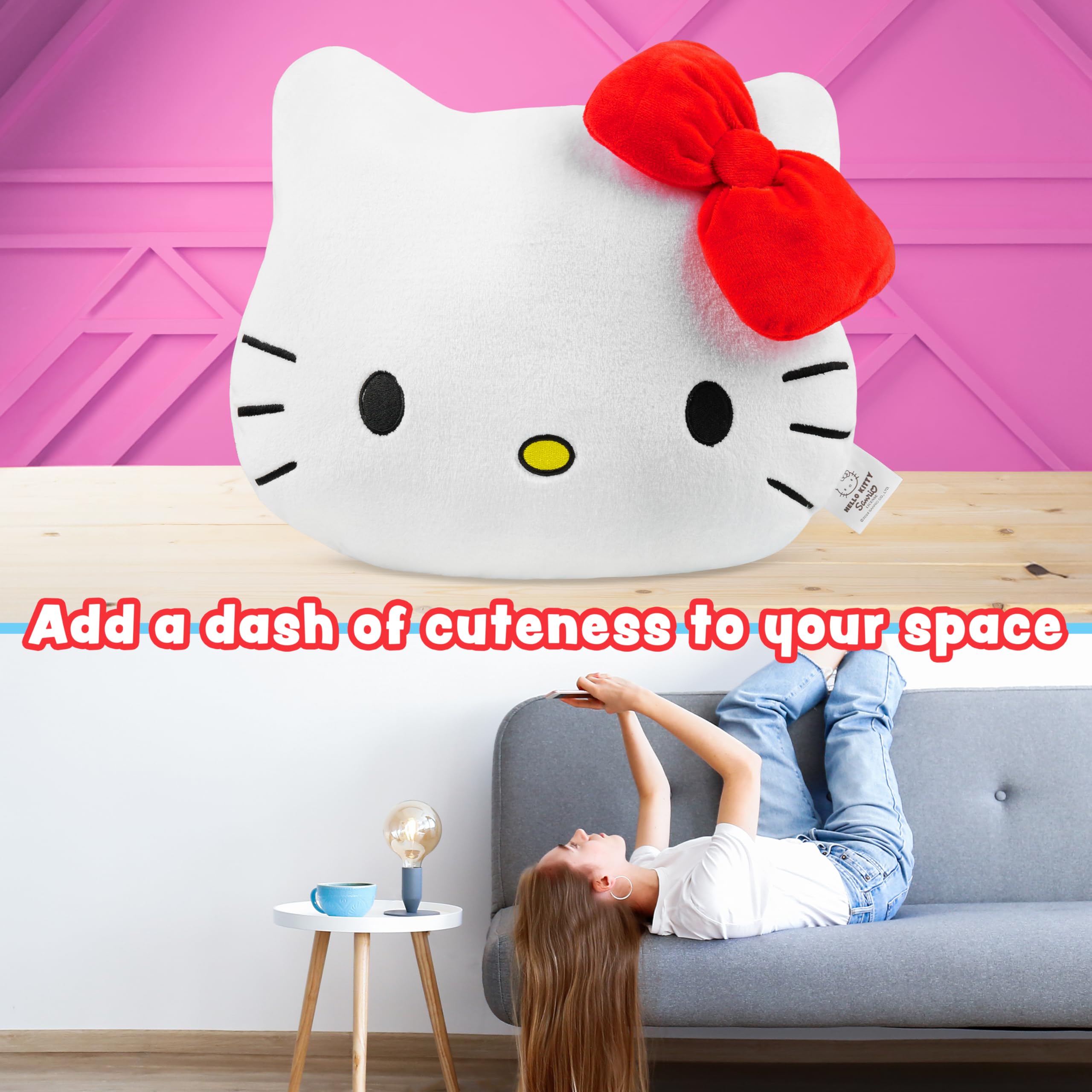 Hello Kitty 3D Plush Pillow Cushion for Bed, Sofa, Cuddle Cushion Women  Teens Kids Kawaii Bedroom Accessories 37 x 32cm Gifts for Her – BigaMart, image size:2560x2560