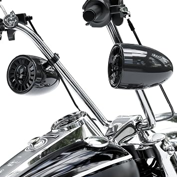 GoHawk Bluetooth Motorcycle Speakers | 5" Waterproof Motorcycle Stereo System | Built-in Amplifier Audio Music Player w/USB, Great for Ape-Hanger Handlebar Harley Custom Touring, AS5-X Black