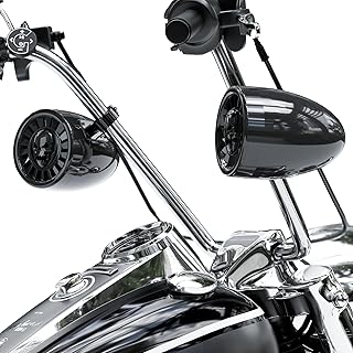 GoHawk Bluetooth Motorcycle Speakers | 5" Waterproof Motorcycle Stereo System | Built-in Amplifier Audio Music Player w/USB, Great for Ape-Hanger Handlebar Harley Custom Touring, AS5-X Black