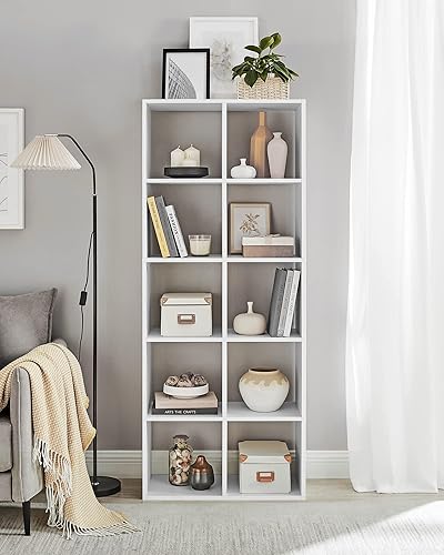 VASAGLE Bibliothèque, Étagère de Rangement 10 Compartiments, Meuble, Cube, pour Salon, Bureau, Chambre, Séparateur de Pièce, Style Scandinave, Blanc LBC168T14 - 3