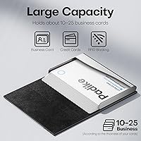 Vista 2 de Padike - Tarjetero profesional de cuero PU y acero inoxidable multitarjeta para hombres y mujeres. Estuche para tarjetas de crédito, carné de Negro