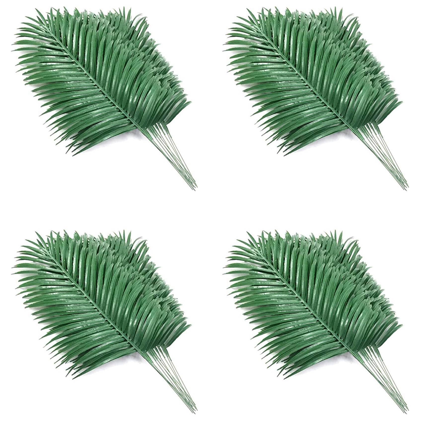 Vjsujehgy 48Pcs Artificial Palm Leaves Plants Faux Palm Fronds Tropical Large Palm Leaves Greenery Plant for Leaves Hawaiian Party