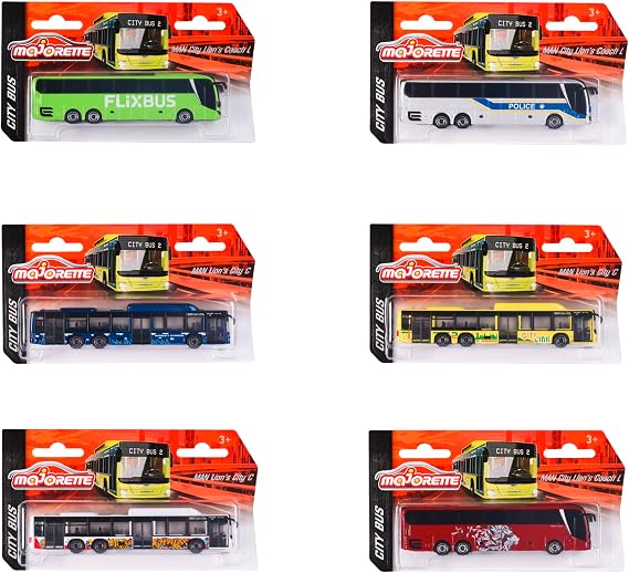 Majorette MAN City Bus - Toy Bus with Freewheel and Suspension, Metal Body, 13 cm Long, for Children from 3 Years, Delivery 1 Piece