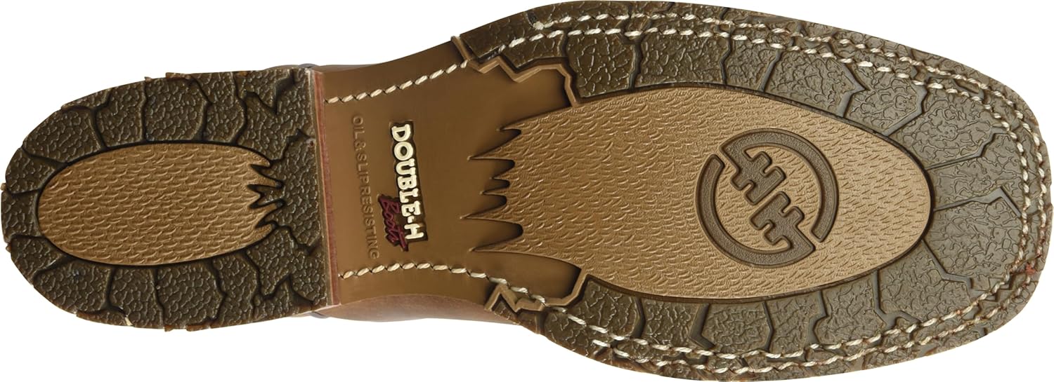 DOUBLE-H 11" Anton Steel Toe Western Boots for Men - Square Toe Leather Upper with Oil- and Slip-Resistant I.C.E. Outsole, EH-Rated and Made in USA