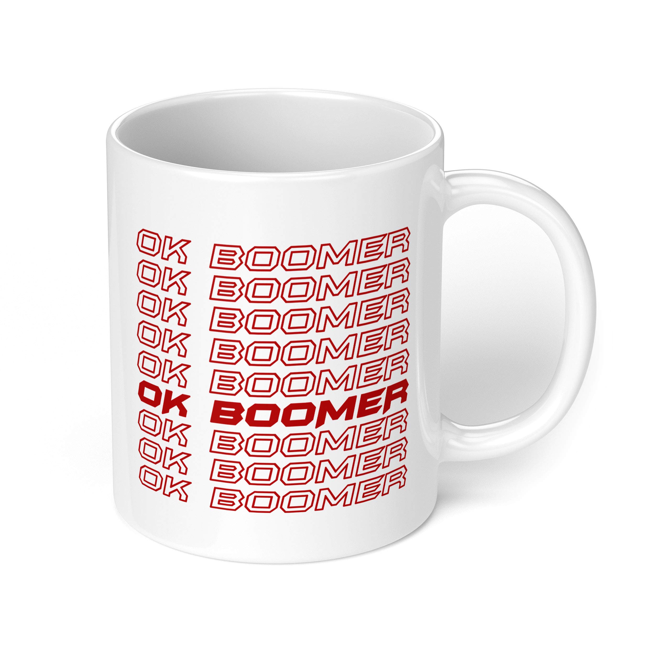 1 Mug - "Ok Boomer" Funny Quote Meme Mug - Perfect for your cuppa Coffee, Tea, Karak, Milk, Cocoa or whatever Hot or Cold Beverage you Drink! - 11 Oz - White Colour