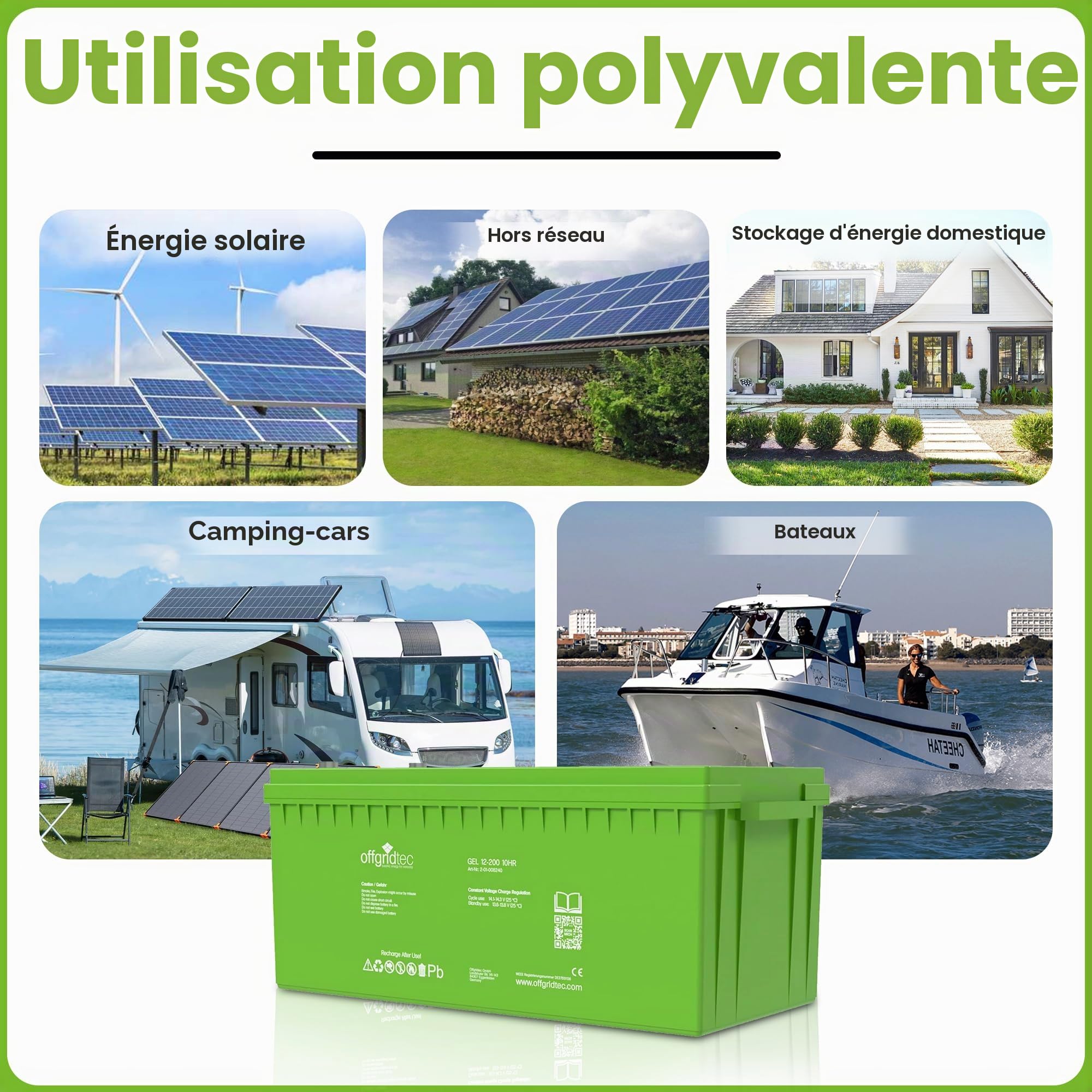Offgridtec Batterie solaire 200 Ah Gel 12 V