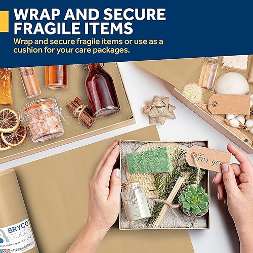 Miniatura 6 de Papel de embalaje de estraza marrón, paquete de 2 rollos de 18 x 1200 pulgadas, rollo de papel kraft ideal para embalaje, suministros de mudanza,