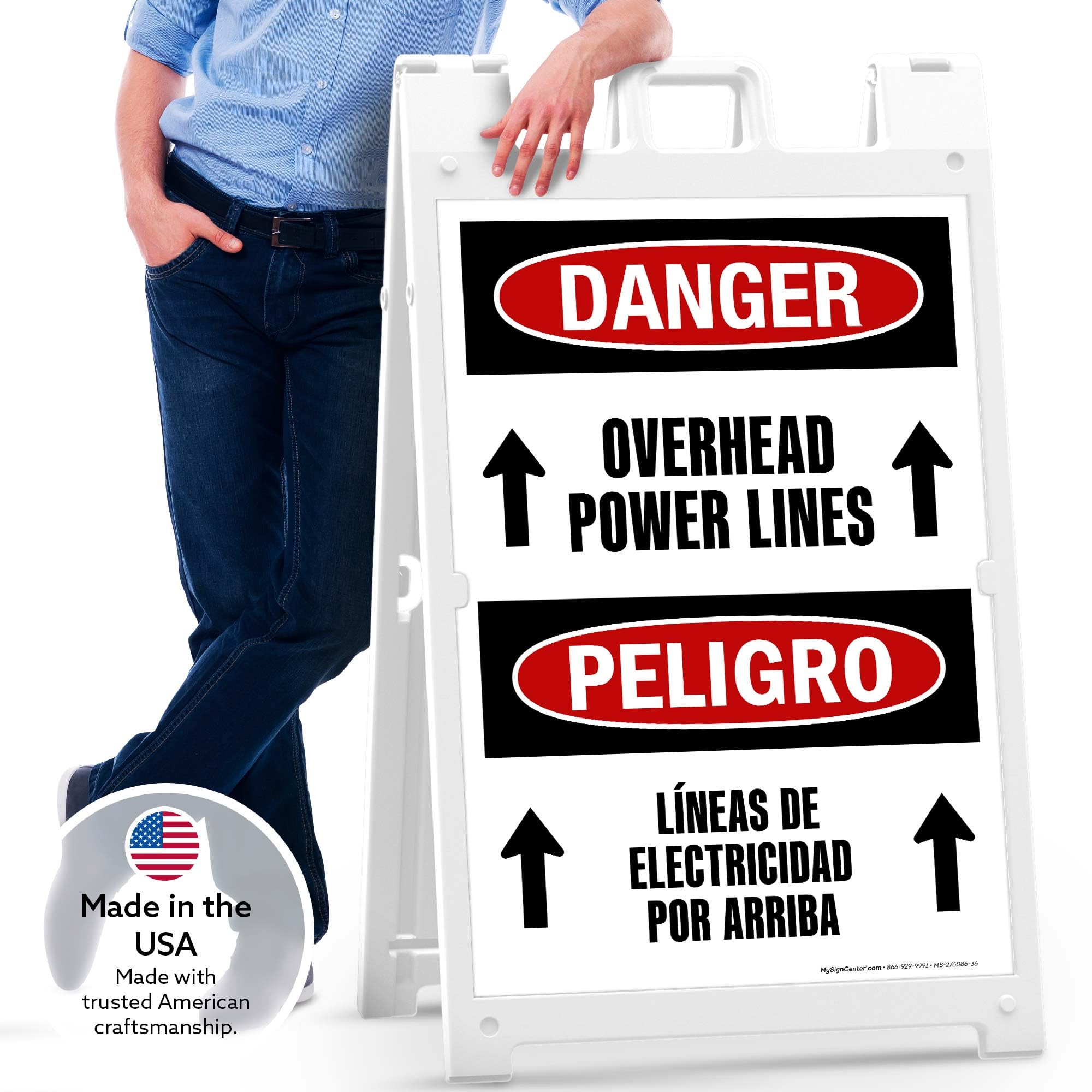 Amazon.com: Danger Overhead Power Lines Sidewalk Sign Kit, 24x36