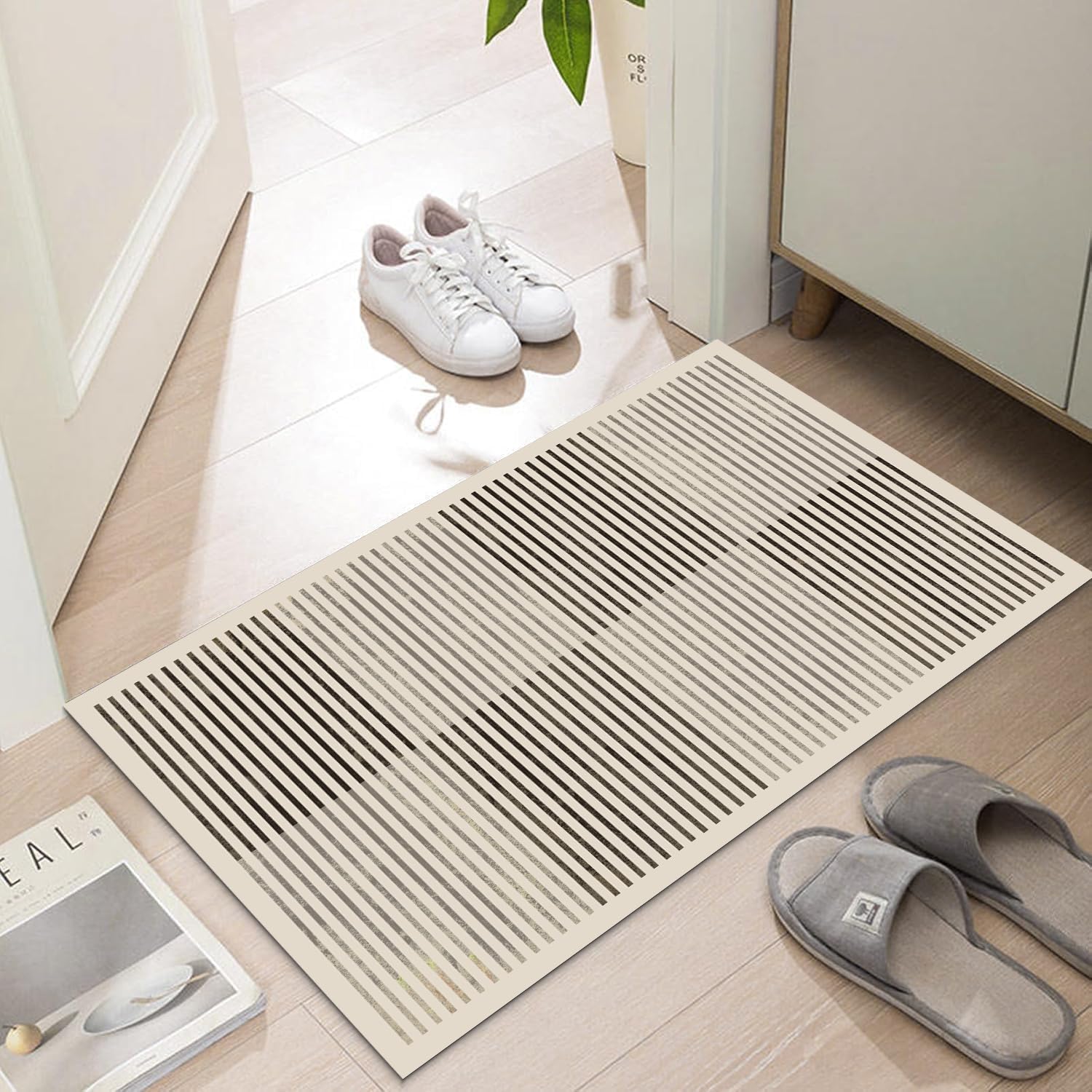 LYGLIGH Ultra Thin Door Mat Indoor Entrance, 1/10 in Thin Door Mats for Inside Entry, Non-Slip Rubber Backing Washable Doormat, Fade Resistant, Absorbent, Low Profile Dirt Trapper, 30"X17"