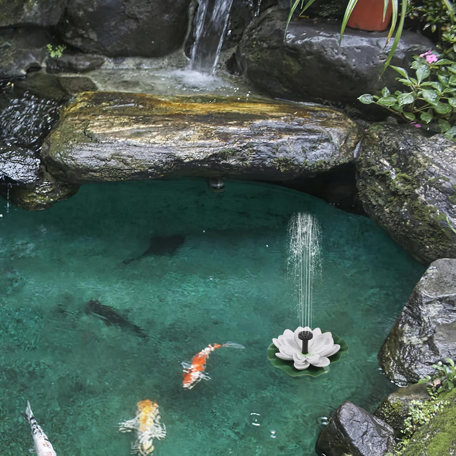 MERRYHAPY 1set Solar Powered Floating Lotus Fountain for Bird Bath and Garden Decor Lily Fountain for Small Ponds and Design