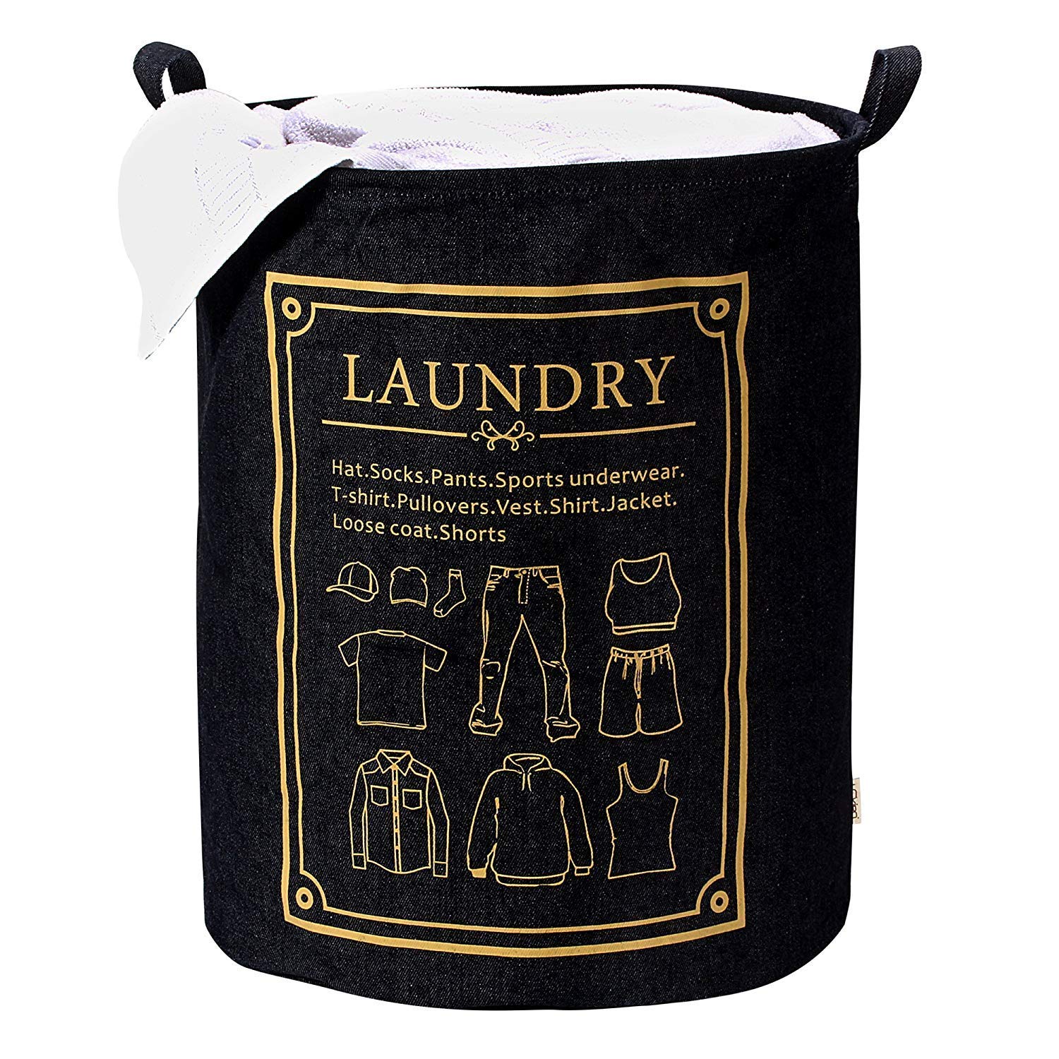 HOKIPO® Foldable Cloth Laundry Bag Hamper, Large 63-Ltr. (Dark Blue)