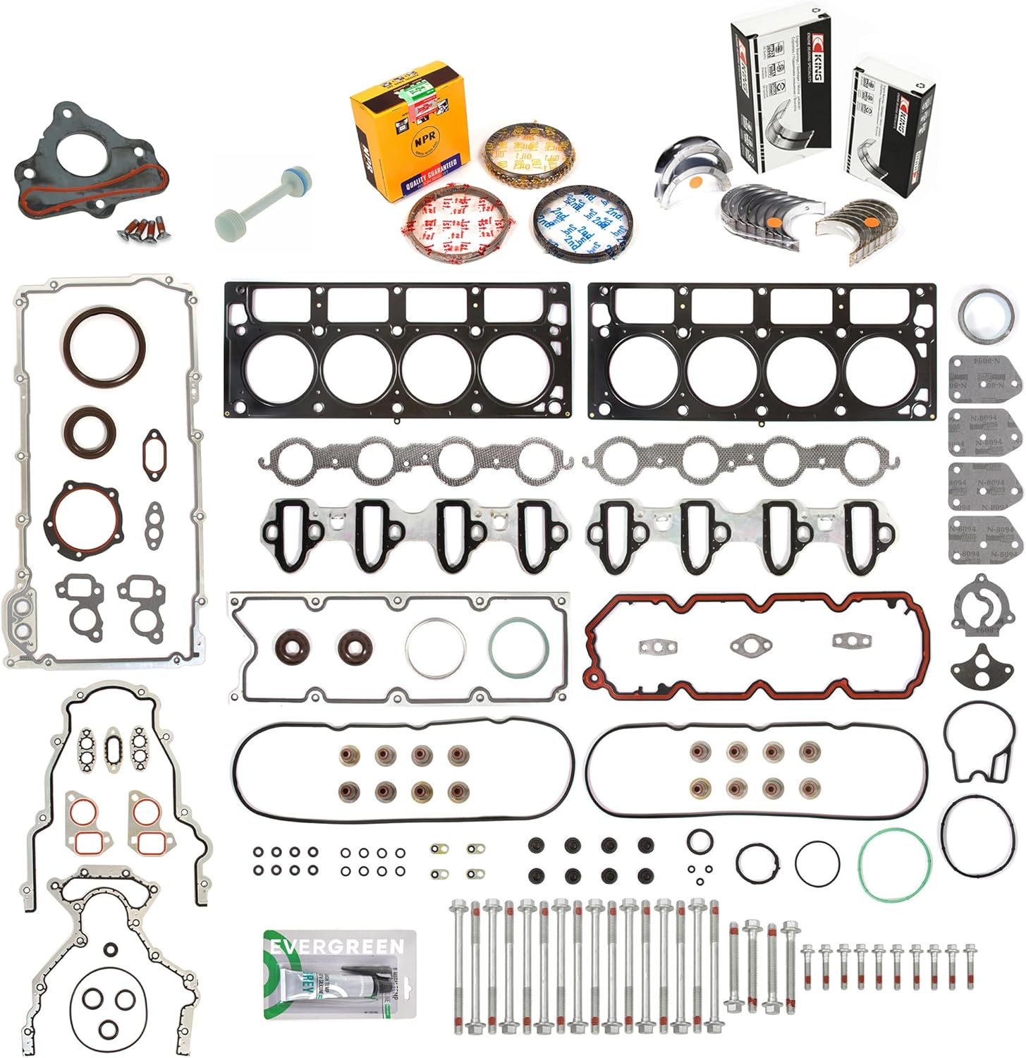Evergreen SA-5494167737-3 Engine Re-Ring Kit Fit 02-04 GM Chevy 4.8 5.3 LS1 V8 OHV VIN P T V