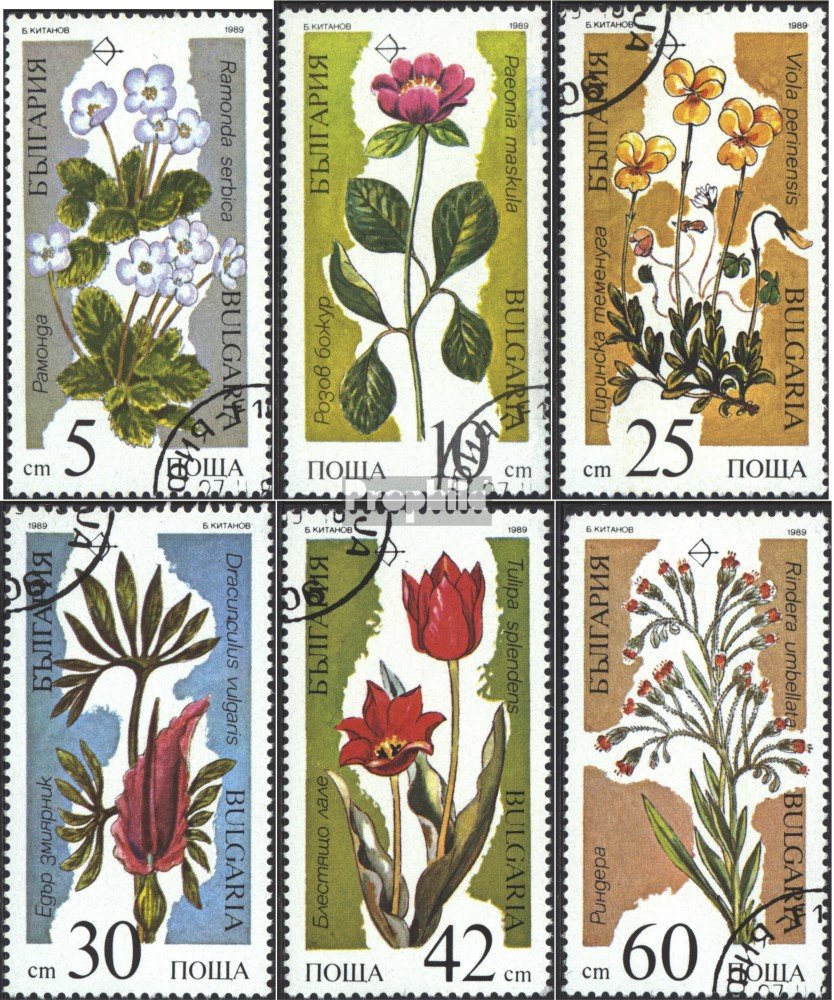 Bu?garia 3735-3740 (pe?ne.Kwestia.) 1989 Affected Ro?liny (Znaczki dla kolekcjonerów) rosliny/grzyby