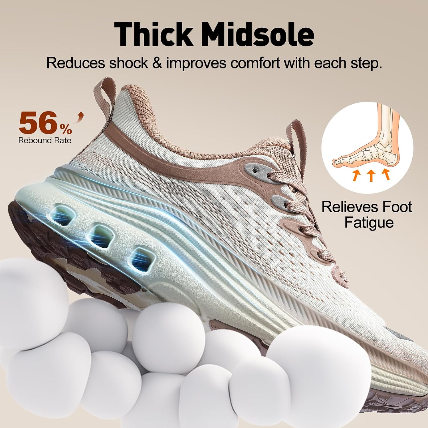 Women's Arch Support Walking Shoes - Cushioned Lightweight Orthopedic Slip on Sneakers Breathable Non Slip Athletic Shoe for Running Gym Workout Daily Wear