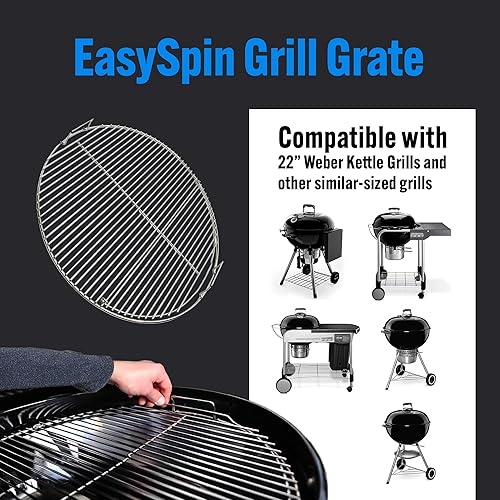 Miniatura 2 de Rejilla de cocción de parrilla de carbón SnS Grills EasySpin, de acero inoxidable 304, apertura grande con bisagras, perfecta para cocción de 2