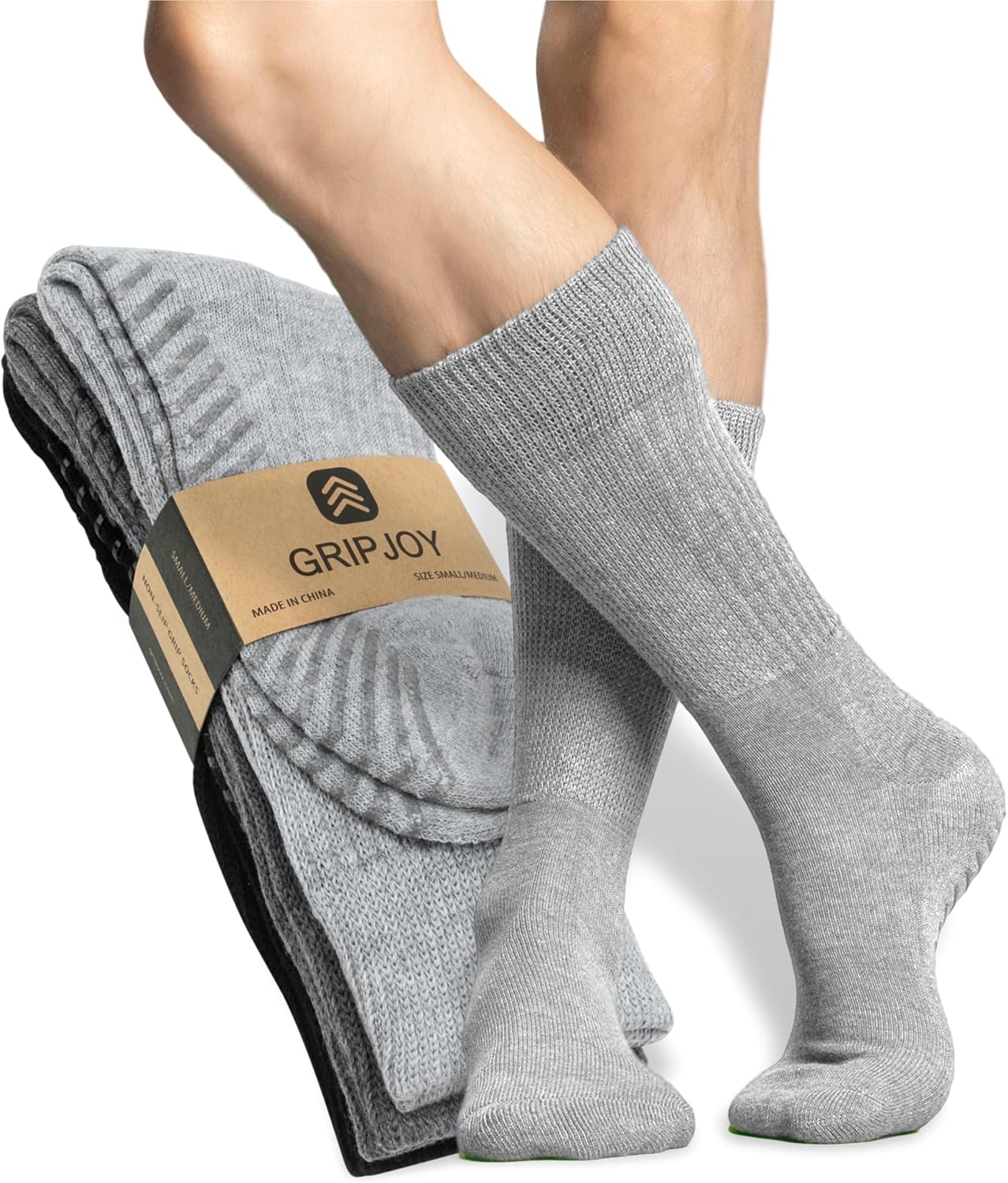 Gripjoy Hospital Socks with Grips for Women & Men, Non-Slip, Safety & Stability, Recovery, Support & Balance - 3 Pairs