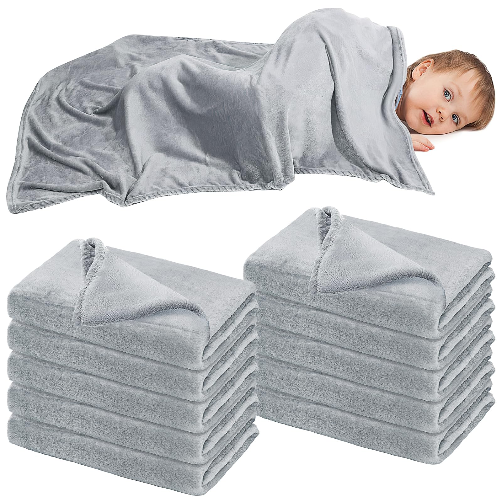 Couverture de sieste en polaire enfant lot de 10 plaids doux 99x119 cm pour crèche et école