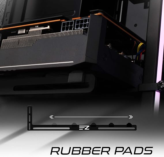 EZDIY-FAB GPU Holder,Graphics Card Brace Support,Video Card Holder,GPU VGA Bracket for Custom Desktop PC Gaming-3mm Aluminum-Black