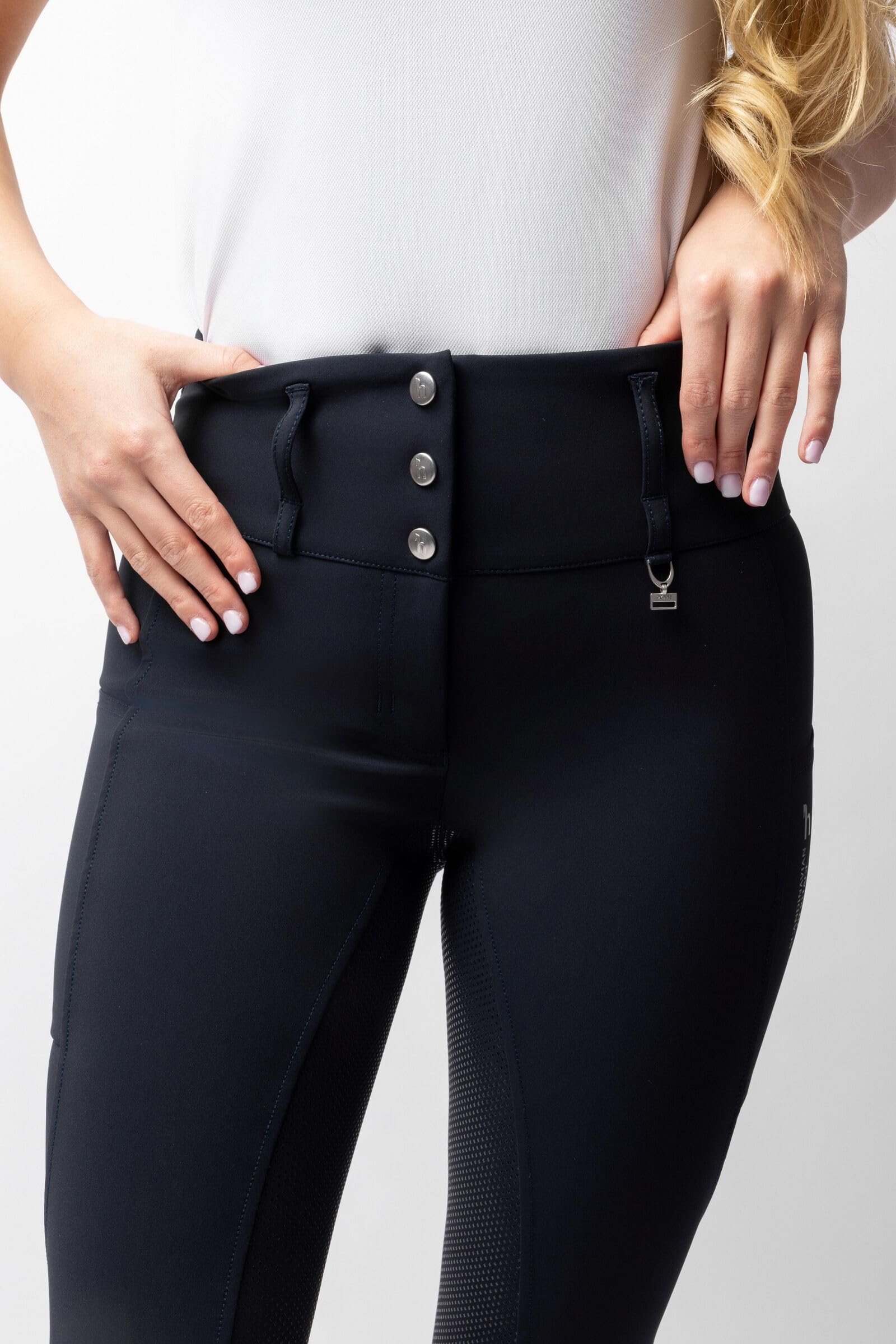HORZE Damen Vollbesatz-Reithose Leonie – Bequeme Reithose mit Silikon-Grip, Hohem Bund & Perfekter Passform – blau, 38