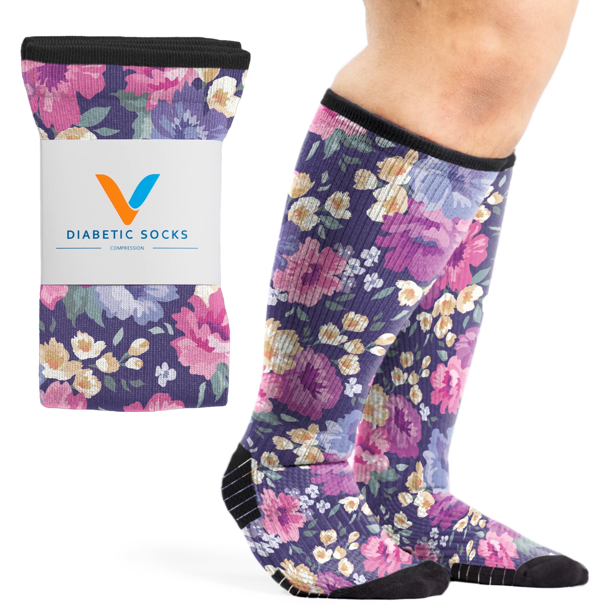 Viasox Compression Socks for Women and Men, Knee High Socks 12-15 mmhg Circulation Support for Flight, Travel, Daily