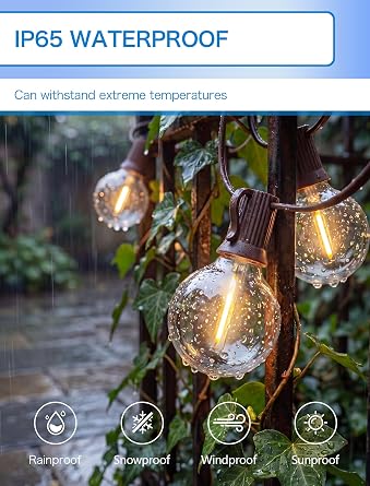 SUNSGNE 25 Pack G40 LED Replacement Light Bulbs, 0.6 Watt Globe String Light Bulbs, Waterproof Replacement Bulbs for Outdoor String Lights, Warm White