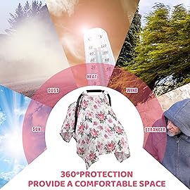 Metplus Muslin Carseat Cover for Babies,Breathable Infant Carseat Cover Lightweight Baby Carrier Cover for Girls Boys, Fit Spring Summer/Hot Days/Warm Weather