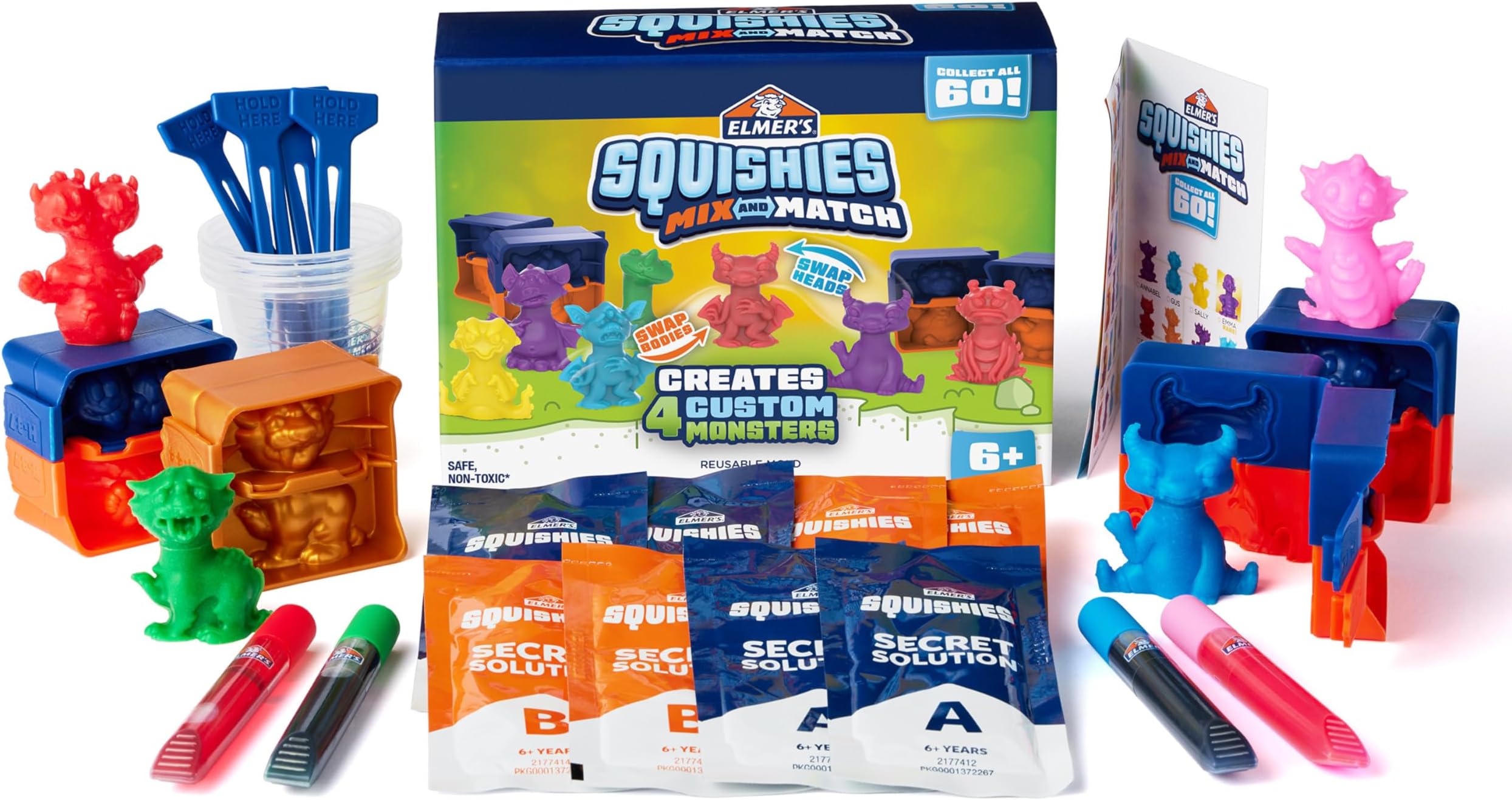 Squishies Mix and Match, Kids DIY Activity, Squishy Toys Kit, Creates 4 Mix and Match Characters, 24 Piece Set - Slime Fun, Arts & Crafts, Creative Gift for Ages 6+