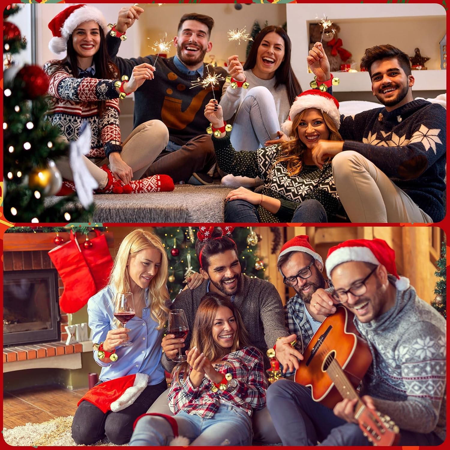 60 braccialetti natalizi con campane dorate, regolabili, per Natale, matrimonio, scuola, famiglia, percussioni, bomboniere, per adulti