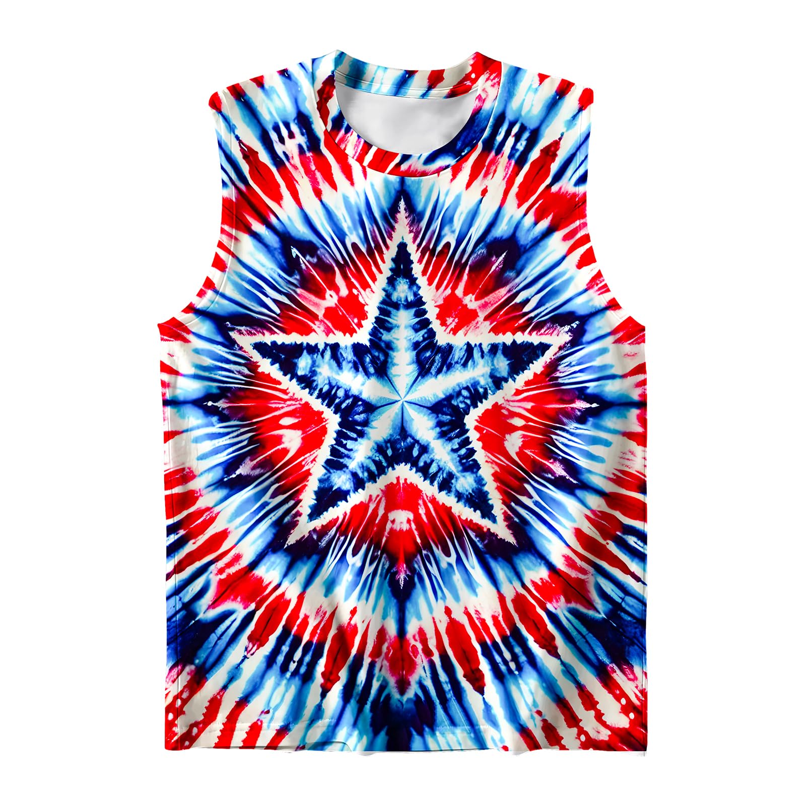 DMPROD Kids Tie Dye Shirt Size 5-14 Years Sleeveless T Shirts Children Tank Tops Hippies Senior Tees for Boys Girls