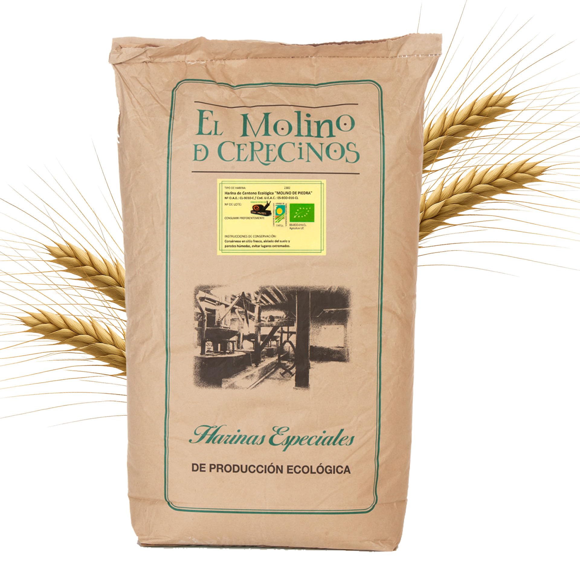 Harina de Centeno Ecológica Blanca | Molida en Piedra | Harina de Centeno | Ideal Para Recetas Tradicionales, Panadería | Favorece La Digestión | Para Uso Profesional | De 25kg