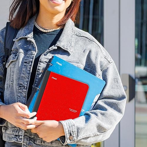 Miniatura 7 de Five Star Libro de composición + aplicación de estudio, paquete de 4, papel a rayas anchas, 7-12 x 9-34 pulgadas, 80 hojas, verde bosque, azul