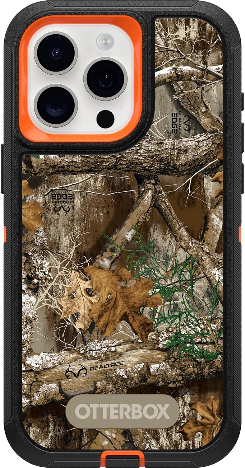 OtterBox iPhone 15 Pro Max (Only) - Defender Series Case - Realtree Blaze Edge (Camo) - Case Only - Screenless - Rugged & Durable - with Port Protection - Microbial Defense Protection