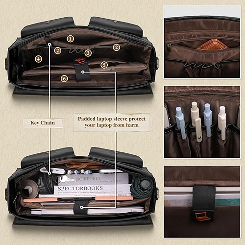 Miniatura 3 de Bolsa de mensajero de cuero para hombres 15.6 pulgadas vintage bolsa portátil maletines impermeables para hombres bolsa de computadora bolsa para el