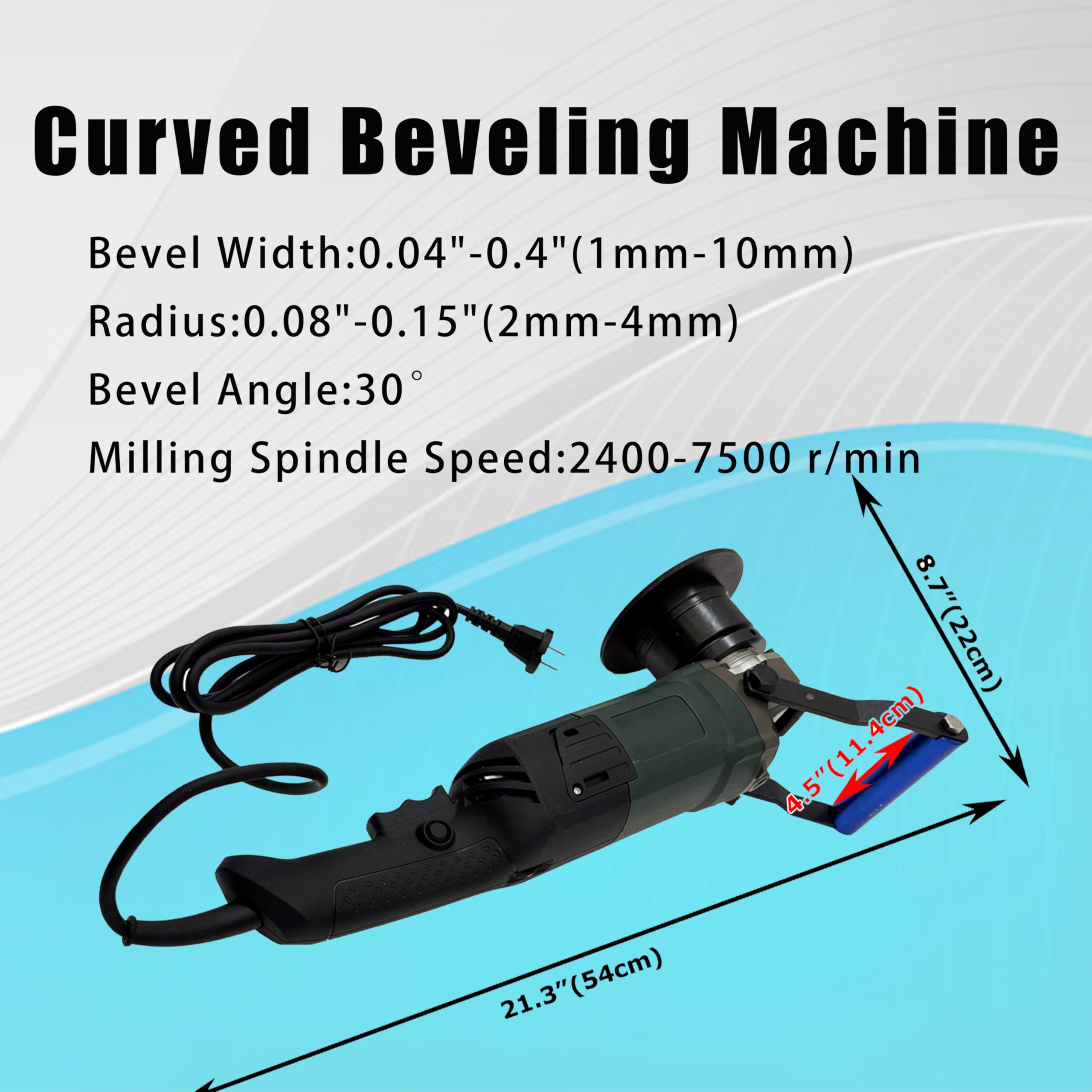 INTBUYING Máquina biseladora curvada de 220-240 V, portátil, multifuncional, biseladora para preparación de placas antes de soldar